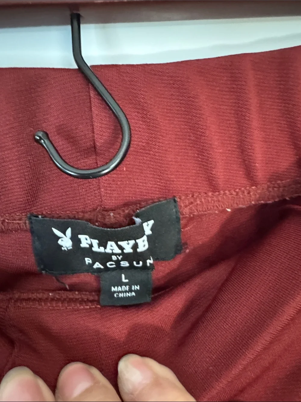 PLAYBOY by Pacsun Burgundy Jogger Pants with Bunny Patch Sz Large waist 17”